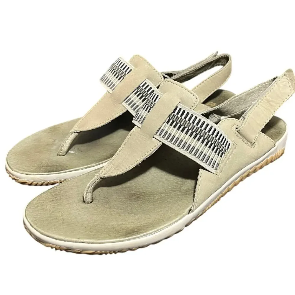 SOREL Out N About Plus Womens Size‎ 9 Green Nubuck Leather Slingback Sandals